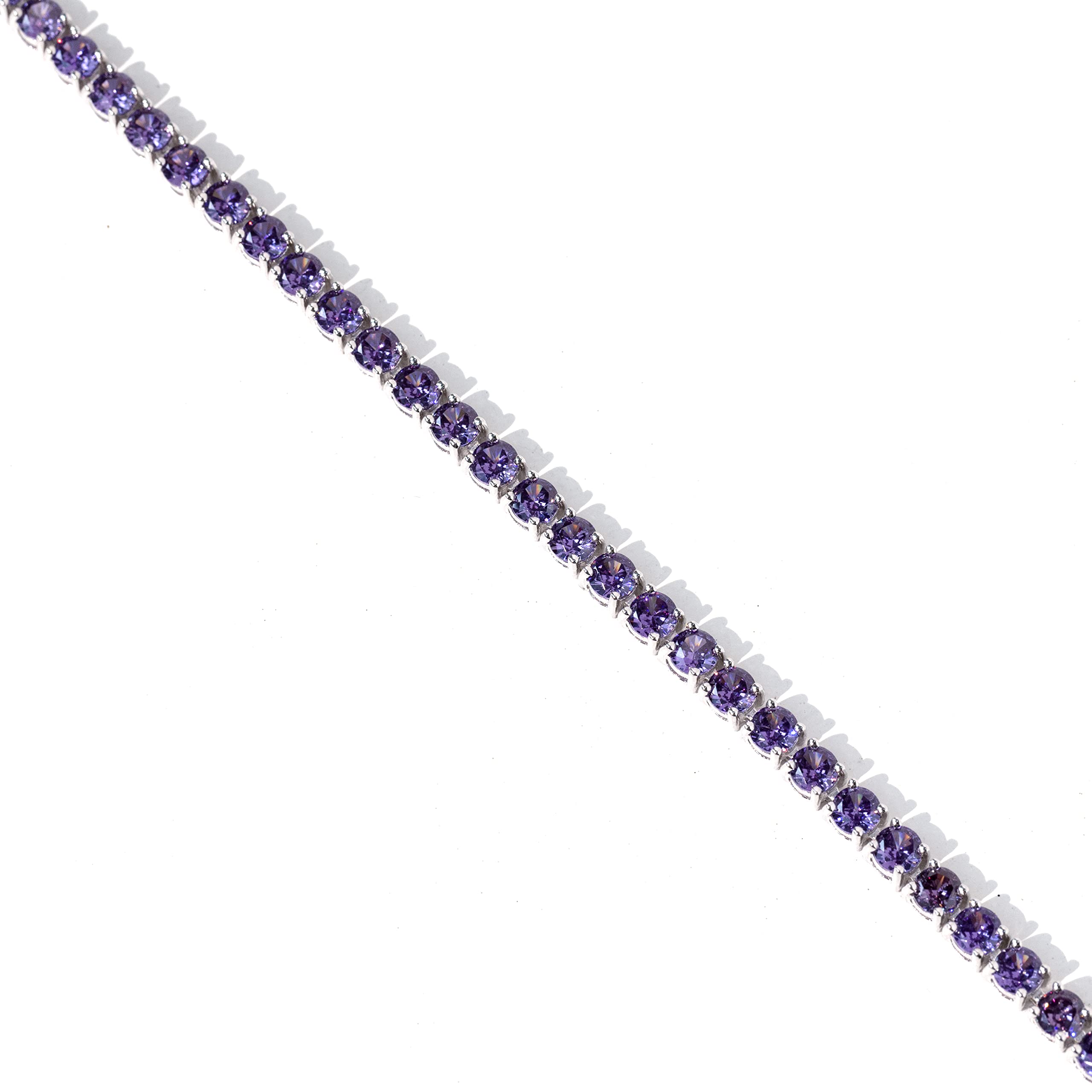 FANCIME Sterling Silver Tennis Bracelet Created Amethyst Tennis Bracelet February Birthstone Wedding Bridal Prom Fine Jewelry Gift For Women, Length 7.9 Inch Width 4mm