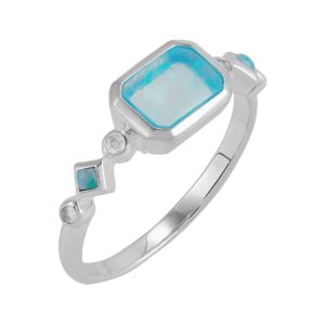 Silpada 'Intergalactic' Lab-Created Opal and Cubic Zirconia Ring in Sterling Silver, Size 9, Size 9