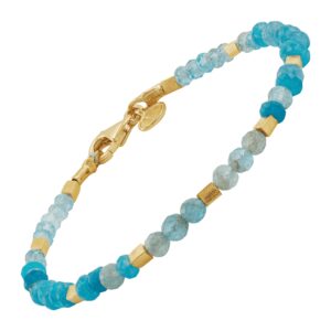 Silpada 'Blue Tide' Apatite and Jade Bracelet in 14K Yellow Gold-Plated Sterling Silver, 7.5"