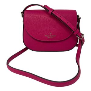 Kate Spade New York Leather Leila Mini Flap Crossbody Shoulder Bag, Pink Ruby