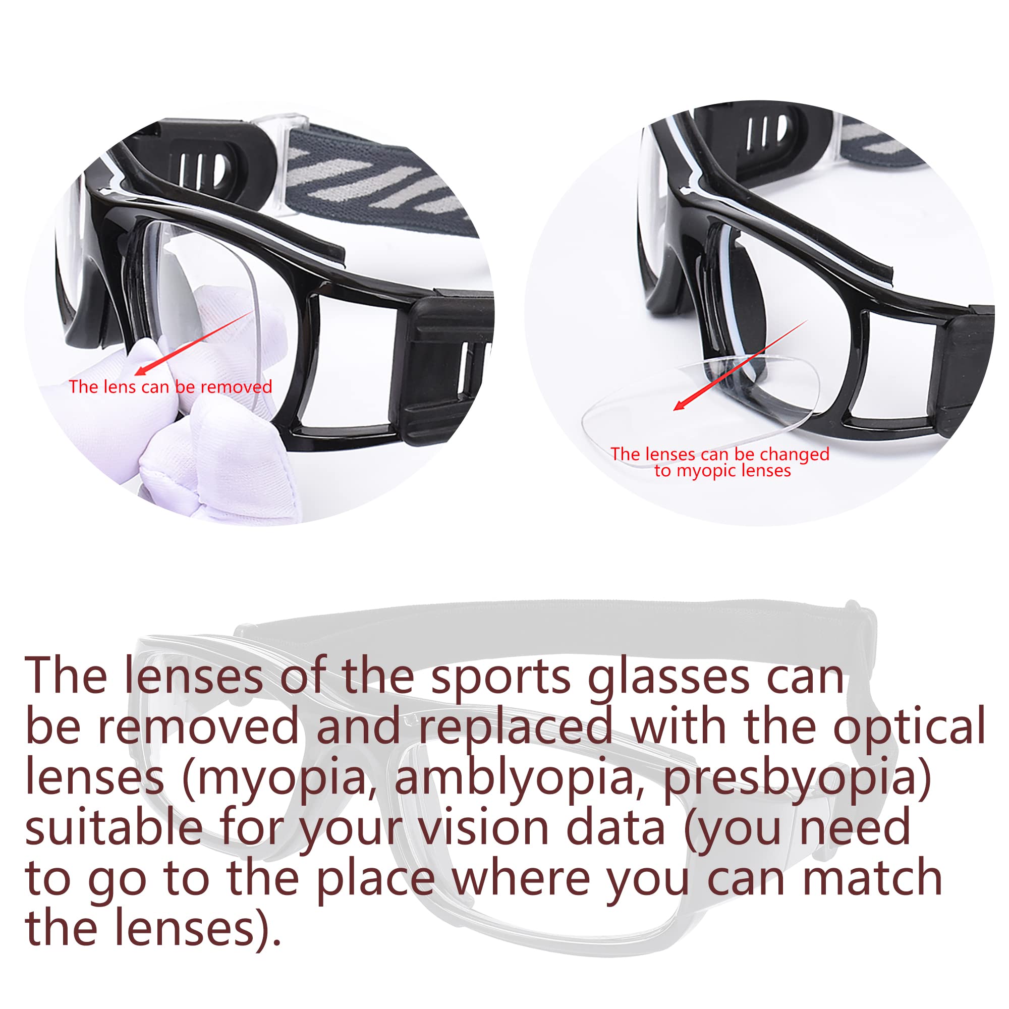 SooGree Sport Goggles Glasses Squash & Racquetball Goggles Basketball Glasses Adjustable Strap Resistant Impact