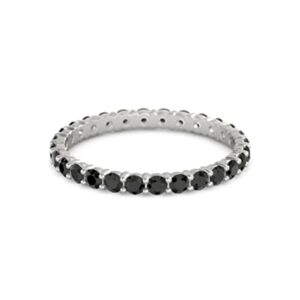 black spinel round 2.50 mm eternity 925 sterling silver women stacking ring jewelry (sterling silver, 6)