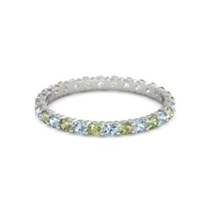 carillon aquamarine with peridot round 2.50 mm eternity 925 sterling silver women stacking ring (sterling silver, 6.5)