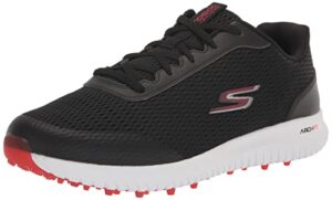 skechers men's max fairway 3 arch fit spikeless golf shoe sneaker, black/red, 11 wide