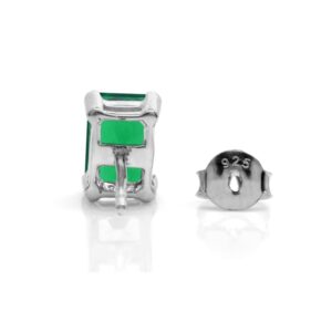 Silvershake 1.5 CTW 7x5 mm Octagon Created Nano Green Emerald 925 Sterling Silver Stud Post Earrings Jewelry for Women