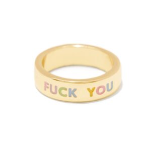 caiyao fuck you ring y2k enamel ring gold polished stackable knuckle joint ring for women personality jewelry-c 8 size