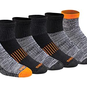 Dickies Men's Dri-Tech Moisture Control Quarter Socks, Available in M-XXL (6, 12, 18, Hi-Vis Orange Black (6 Pairs), X-Large