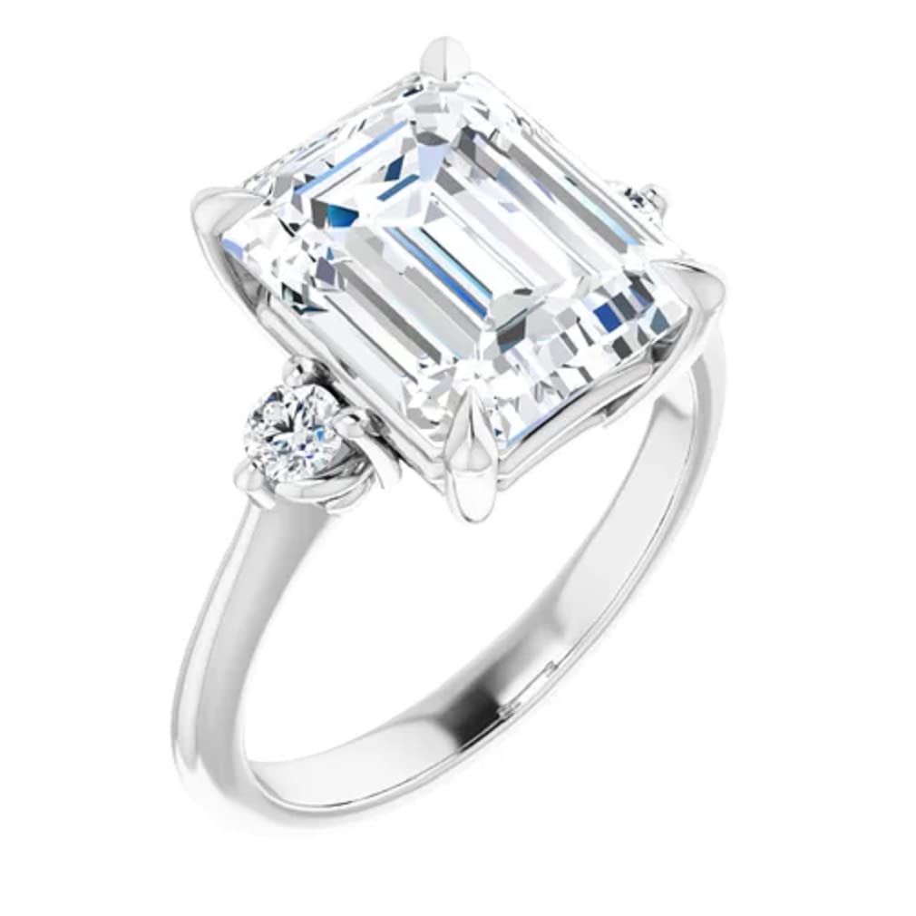 JEWELERYIUM Classic Three Stone Engagement Ring, Emerald Cut 4.00CT, VVS1 Clarity, Colorless Moissanite Ring, 925 Sterling Silver, Wedding Ring, Daily Wear Ring, Perfact for Gift Or As You Want (7)