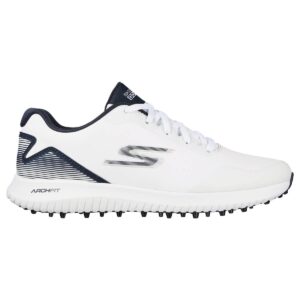 Skechers Men's Max 2 Arch Fit Waterproof Spikeless Golf Shoe Sneaker, White/Navy, 9.5