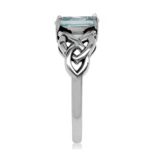 Silvershake 1.5 Carat Genuine Blue Topaz 925 Sterling Silver Celtic Knot Solitaire Ring Size 8.5