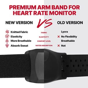 FITCENT Heart Rate Monitor Armband with Blutooth ANT+, Optical Armband Heart Rate Monitor, HRM Arm Band for Peloton IFit Strava Wahoo Zwift Garmin Watch (Black)