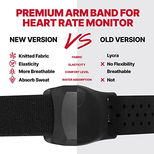 FITCENT Heart Rate Monitor Armband with Blutooth ANT+, Optical Armband Heart Rate Monitor, HRM Arm Band for Peloton IFit Strava Wahoo Zwift Garmin Watch (Black)