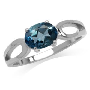 Silvershake 1.31ct. Genuine Oval Shape London Blue Topaz 925 Sterling Silver Solitaire Ring Size 11