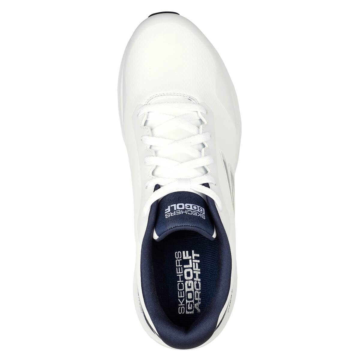 Skechers Men's Max 2 Arch Fit Waterproof Spikeless Golf Shoe Sneaker, White/Navy, 10.5