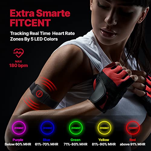 FITCENT Heart Rate Monitor Armband with Blutooth ANT+, Optical Armband Heart Rate Monitor, HRM Arm Band for Peloton IFit Strava Wahoo Zwift Garmin Watch (Black)