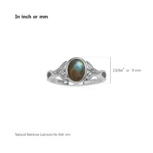 Silvershake 8X6mm Oval Shape Labradorite White Gold Plated 925 Sterling Silver Triquetra Celtic Knot Ring Size 7.5