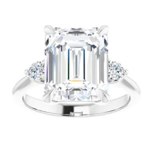 JEWELERYIUM Classic Three Stone Engagement Ring, Emerald Cut 4.00CT, VVS1 Clarity, Colorless Moissanite Ring, 925 Sterling Silver, Wedding Ring, Daily Wear Ring, Perfact for Gift Or As You Want (7)