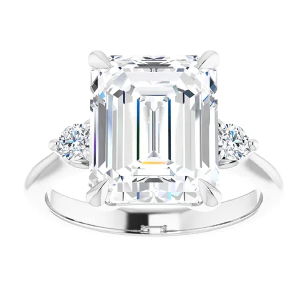 JEWELERYIUM Classic Three Stone Engagement Ring, Emerald Cut 4.00CT, VVS1 Clarity, Colorless Moissanite Ring, 925 Sterling Silver, Wedding Ring, Daily Wear Ring, Perfact for Gift Or As You Want (7)