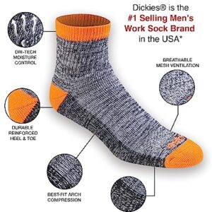 Dickies Men's Dri-Tech Moisture Control Quarter Socks, Available in M-XXL (6, 12, 18, Hi-Vis Orange Black (6 Pairs), X-Large