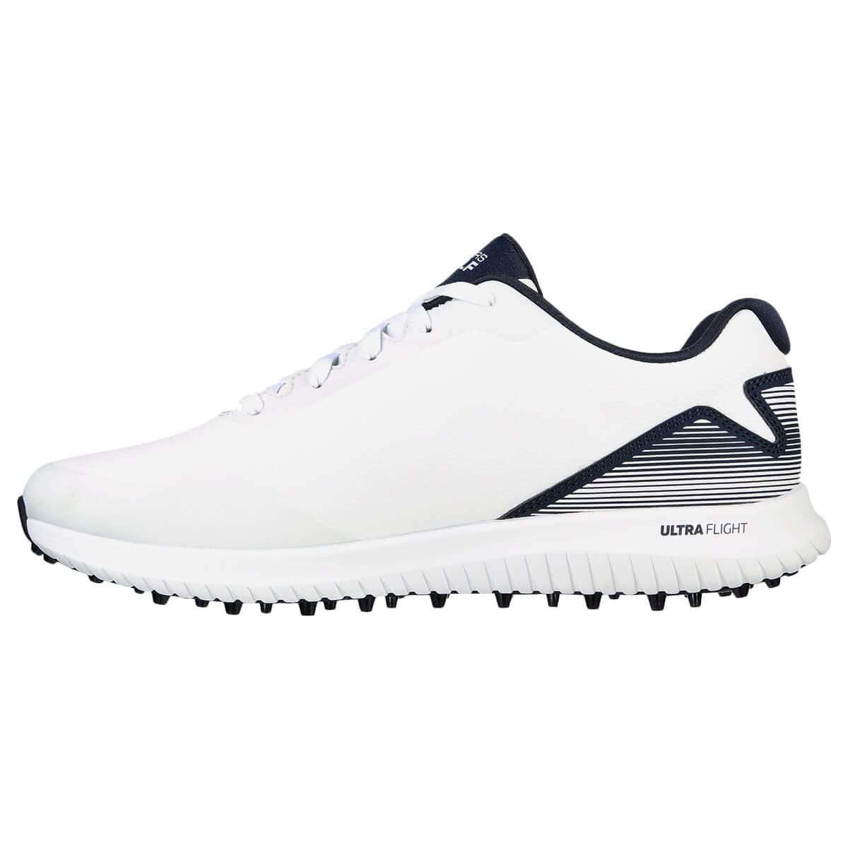 Skechers Men's Max 2 Arch Fit Waterproof Spikeless Golf Shoe Sneaker, White/Navy, 9.5