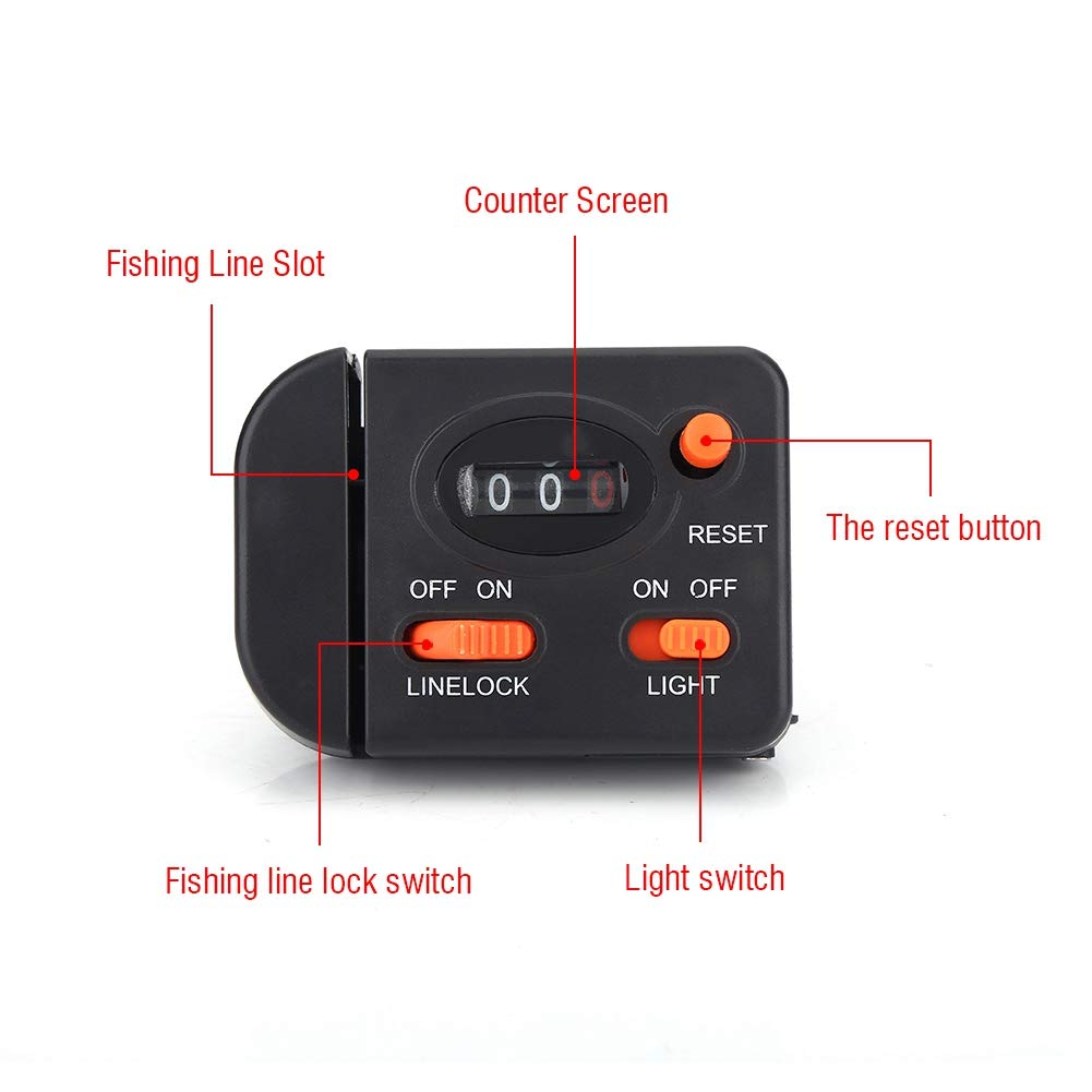 Fishing Line Counter Electronic Digital Display Fishing Line Depth Finder Portable Clip-on Rod Fishing Tools Fishing Line Reels Accessories for Nighttime Fishing,0-327 Feet