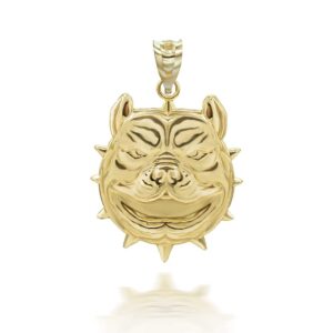 10k yellow gold pitbull american pit bull terrier bully dog head in solid gold charm pendant