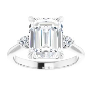 JEWELERYIUM Classic Three Stone Engagement Ring, Emerald Cut 3.00CT, VVS1 Clarity, Colorless Moissanite Ring, 925 Sterling Silver, Wedding Ring, Daily Wear Ring, Perfact for Gift Or As You Want (4.5)