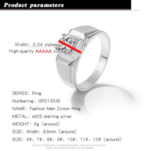 H&Beautimer Noble Women's 925 Sterling Silver Ring AAAAA CZ Zircon Inlaid Wedding Rings US Size 6,7,8,9,10,11,12# Unisex Jewelry Italian Handmade (10#)