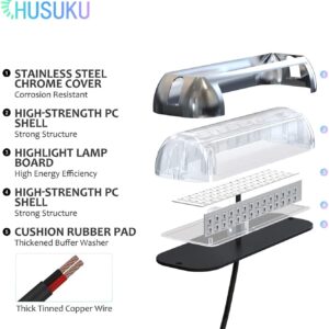 HUSUKU SOOP3 Plus (2.0) 84LED 180° Marine Led Lights Underwater Boat Light Upgraded Waterproof Stainless Steel High Luminance Unique Design (White) 1 PCS