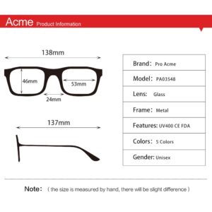 Pro Acme Small Square Sunglasses for Women Men 100% Real Glass Lens Hexagonal Frame (C8 | Gold | Grey, NEW-54)