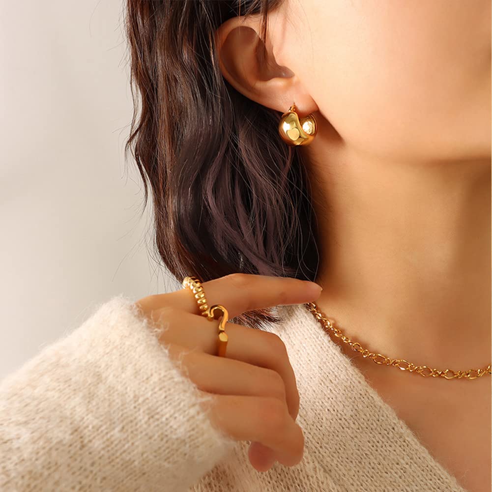 Gold Ball Hoop Earrings Small Chunky Gold Hoop Earrings Fashion Earrings for Women