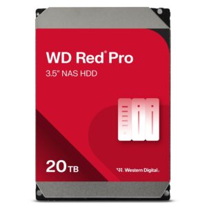 western digital 20tb wd red pro nas internal hard drive hdd - 7200 rpm, sata 6 gb/s, cmr, 512 mb cache, 3.5" - wd201kfgx