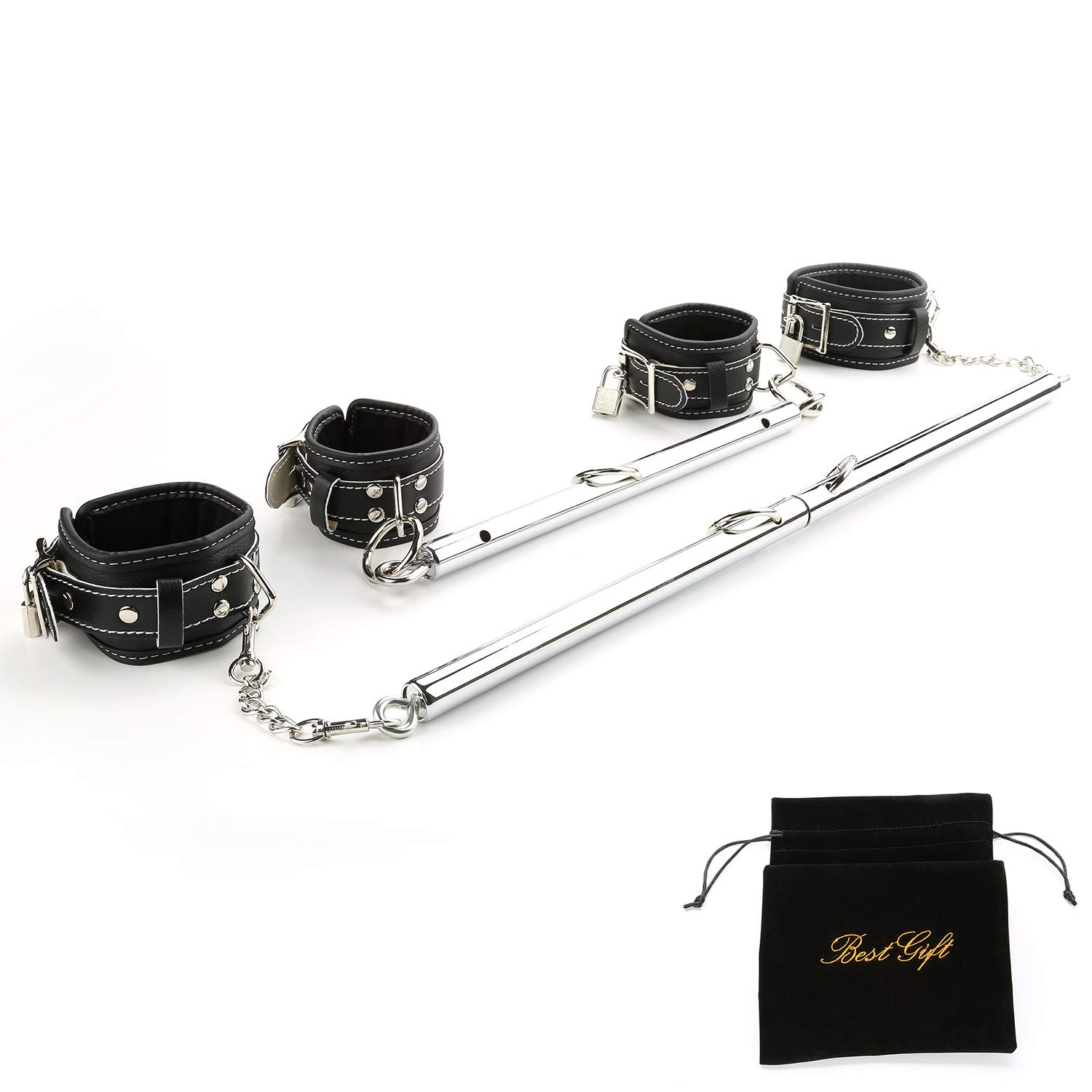 EXREIZST 2 Silver bar set and 4 black straps set, Silver and black