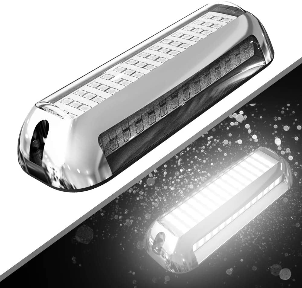 HUSUKU SOOP3 Plus (2.0) 84LED 180° Marine Led Lights Underwater Boat Light Upgraded Waterproof Stainless Steel High Luminance Unique Design (White) 1 PCS