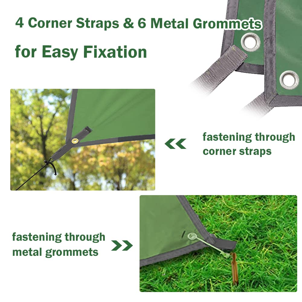 Tent Footprint, AYAMAYA PU 3000 Waterproof Tent Ground Cloth 13FT x 9FT Extra Large Size for 6-8 Person Family Camping Tents Ground Sheet Mat with 6 Tent Stakes for Camping Hiking Picnic Backpacking