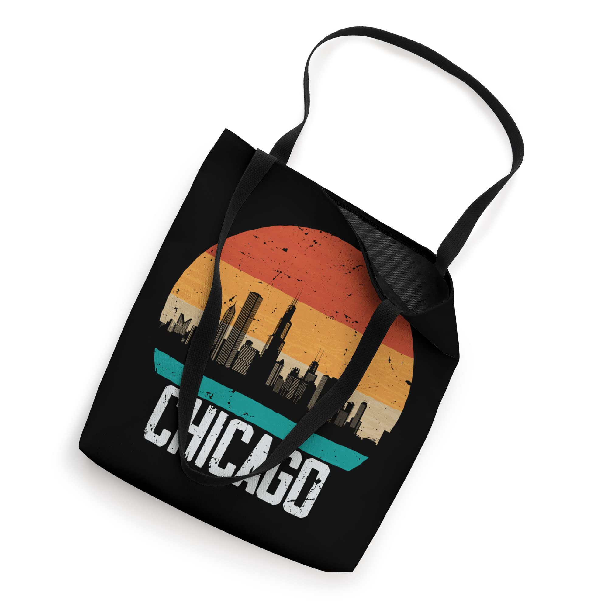 Chicago USA Retro Vintage Sunset Skyline Chicago Tote Bag