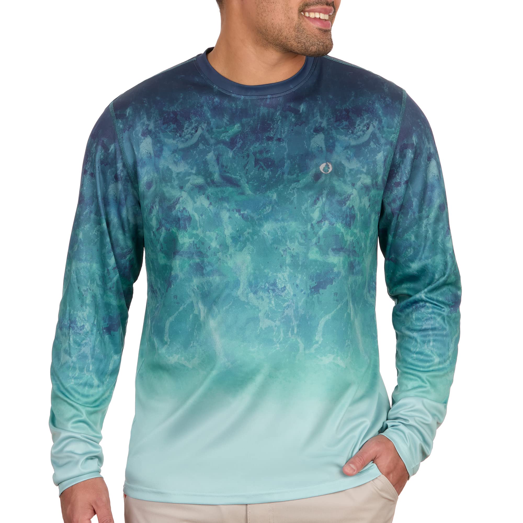 The American Outdoorsman Men's Lightweight UPF 50+ UV Sun Protection Outdoor Long Sleeve Quick Dry Graphic Shirt (Open Sea, XXL)