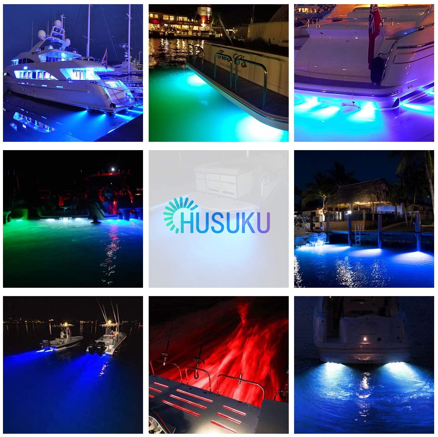 HUSUKU SOOP3 Plus (2.0) 84LED 180° Marine Led Lights Underwater Boat Light Upgraded Waterproof Stainless Steel High Luminance Unique Design (White) 1 PCS