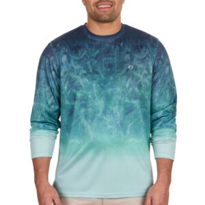 The American Outdoorsman Men's Lightweight UPF 50+ UV Sun Protection Outdoor Long Sleeve Quick Dry Graphic Shirt (Open Sea, XXL)