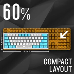 60% Gaming Keyboard and Mouse Combo Samll Mini RGB Backlight Mechanical Feeling and Mechanical RGB 6400 DPI Honeycomb Optical Mouse,Gaming Mouse pad for Gamers and Typists (White & Blue)