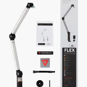 Professional Boom Arm Stand, THRONMAX Flex S5 Mic Stand for Game Streaming and Broadcasting/Sturdy and Universal Mic Arm with 1/4”，3/8"， 5/8" Adapter