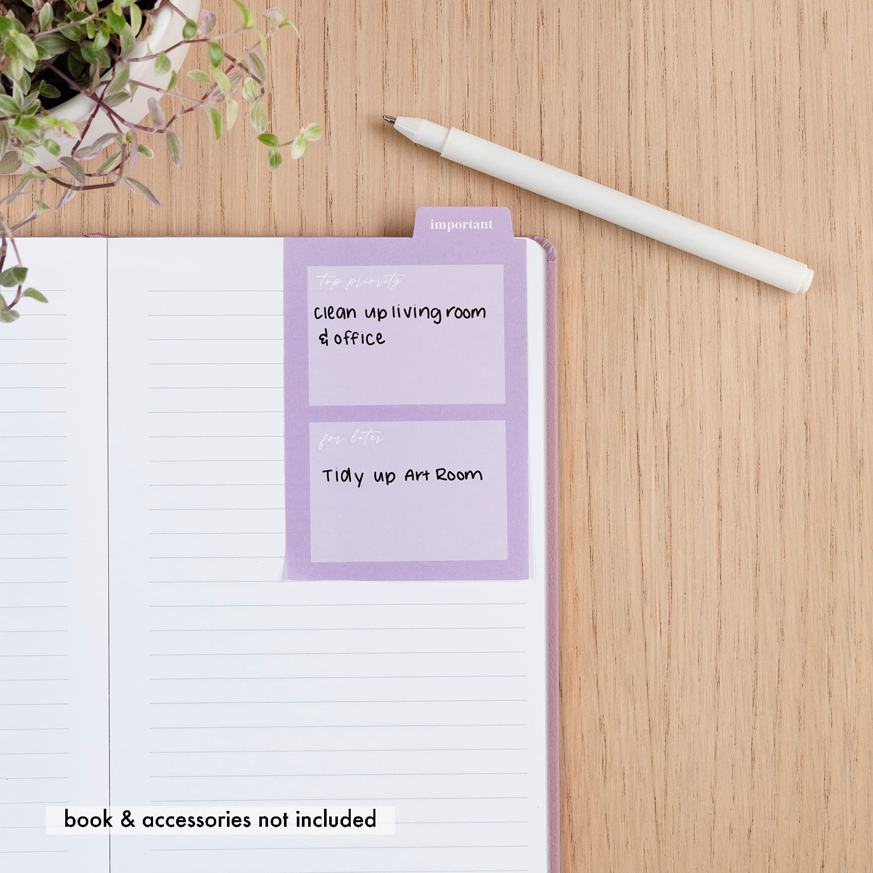 Tabbed Sticky Notes - Productivity Layout - Tab Import Pages, Write Daily Tasks & Keep Track of to-Dos - 3.15" x 3.85", 20 Sheets, Purple