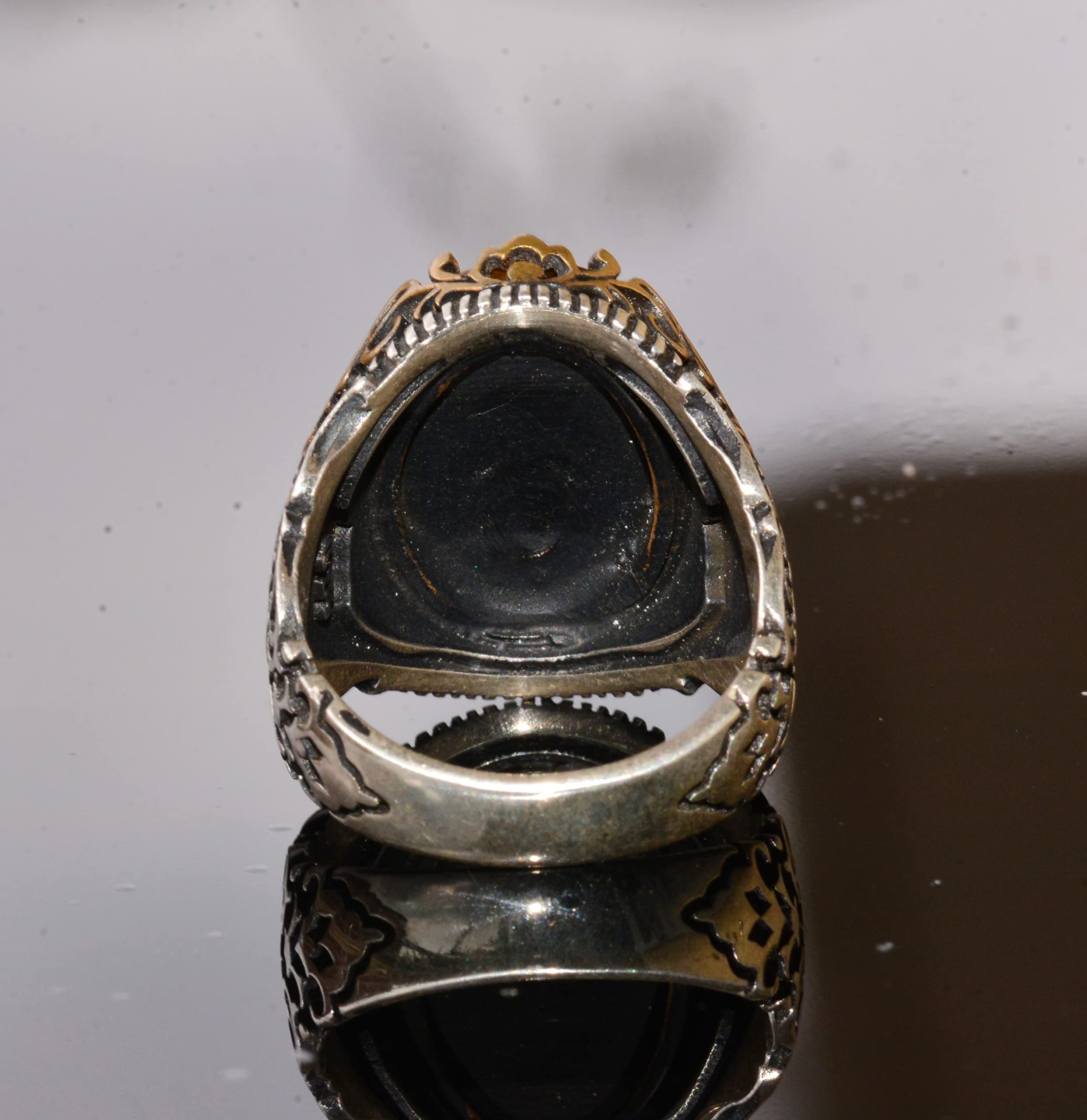 Men's Natural Tiger Eye Masonic Ring, 925 Sterling Silver, Handcrafted with Ornate Design