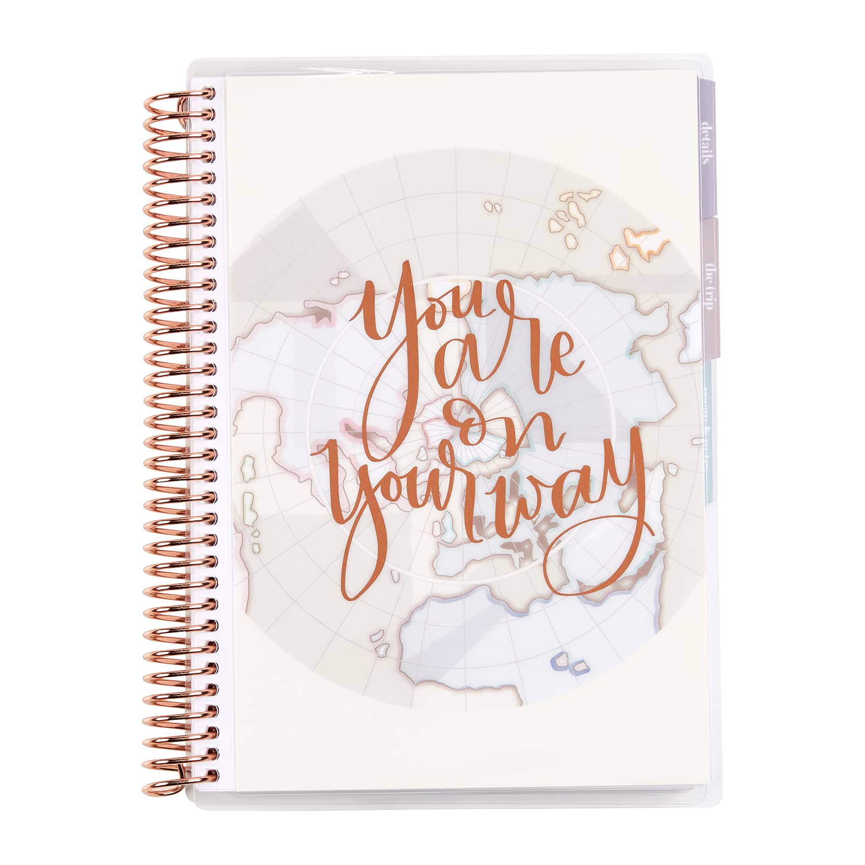 A5 Spiral Bound Travel Journal/Vacation Planner. Track 14 Days of Travel. 3 Tabbed Sections. 160 Pages of Thick 80 lb. Mohawk Paper. Sticker Sheet Included by Erin Condren.