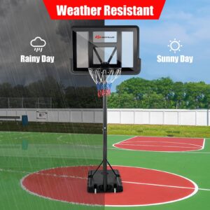 Goplus Portable Basketball Hoop, 10FT Height Adjustable Basketball Goal w/44‘’ Shatterproof Backboard, Outdoor Basketball Stand for Adults Teens Backyard Driveway (4.25-10FT, 12-Level, Upgrade Steel)