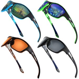 4 pieces polarized sports sunglasses for men driving cycling fishing sun glasses men sports with uv protection