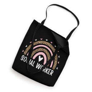 Cute Social Worker Leopard Rainbow Women Social Work Funny Tote Bag