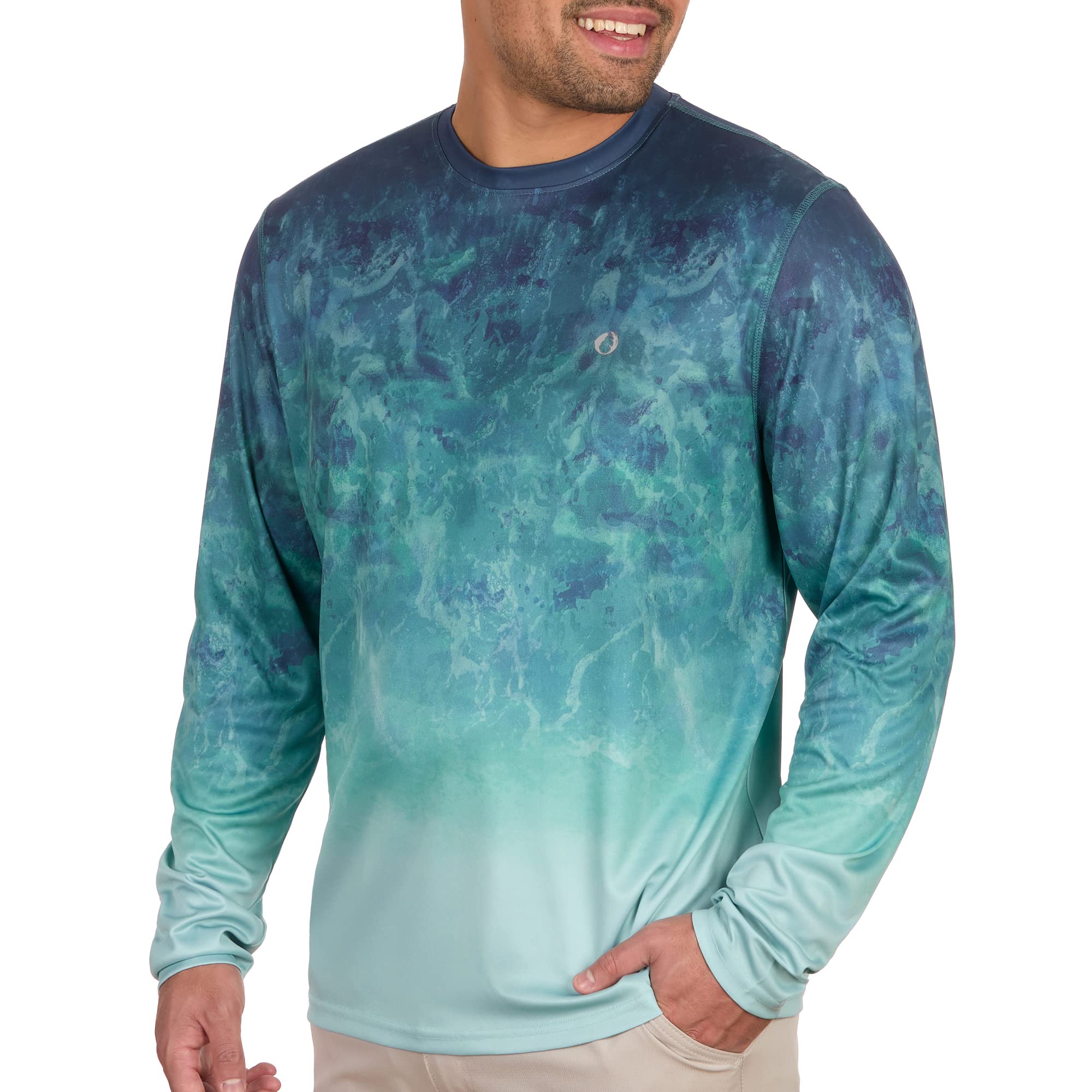 The American Outdoorsman Men's Lightweight UPF 50+ UV Sun Protection Outdoor Long Sleeve Quick Dry Graphic Shirt (Open Sea, XXL)