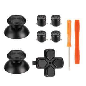 Metal Buttons Replacement Kit for PS5 Controller, Custom Replacement Alumium Analog Thumbsticks & Dpad & ABXY Buttons Accessories Compatible with Dualsense Controller (Black)