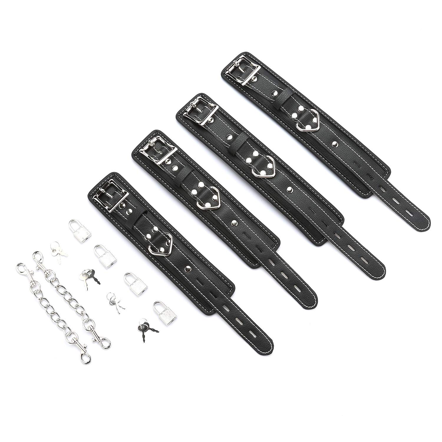 EXREIZST 2 Silver bar set and 4 black straps set, Silver and black